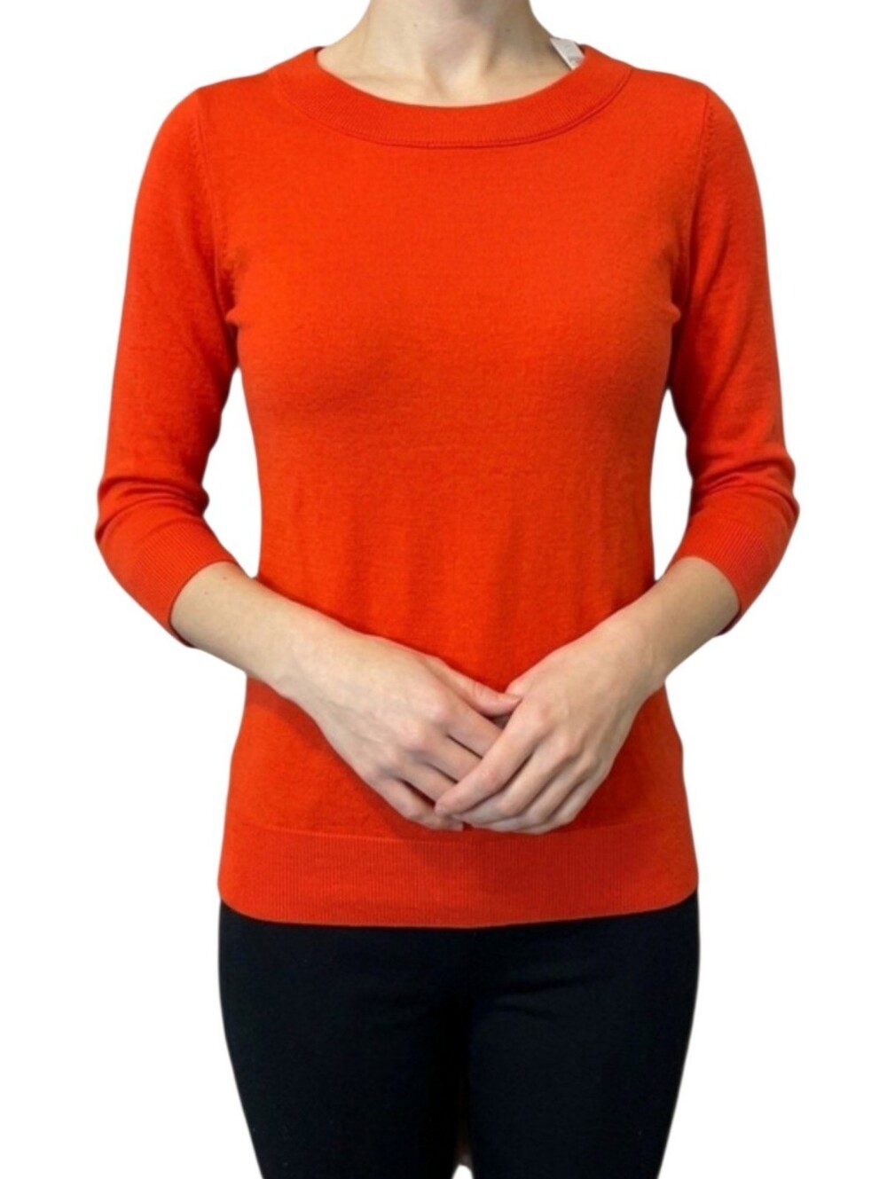 J. Crew Red-Orange Merino Wool Crewneck Sweater Size Small